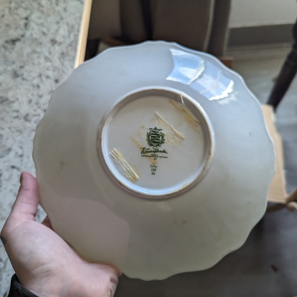 Weimar Jutta Pink Cabbage Rose German Porcelain Charger Plate Dish 1691B - Picture 2 of 3